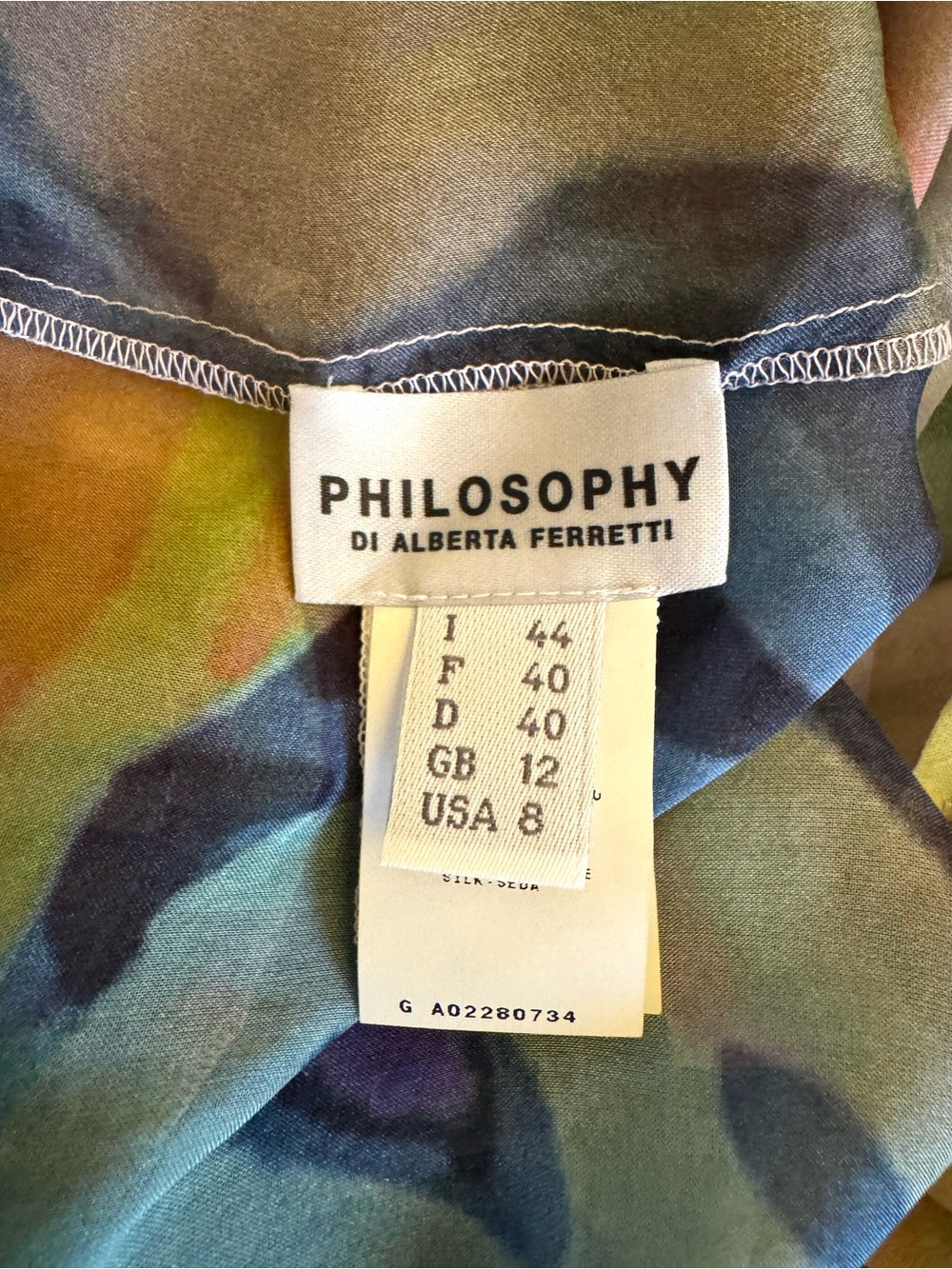 PHYLOSOPHY Di Alberta Ferretti Multicolor Silk Blouse 8/44 Mint - Picture 5 of 7